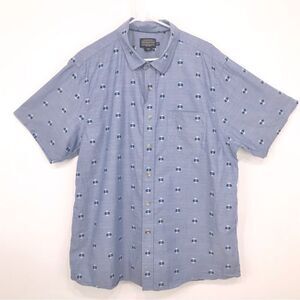 Pendleton Light Blue Tribal Print Short Sleeve Button Down Cotton Shirt